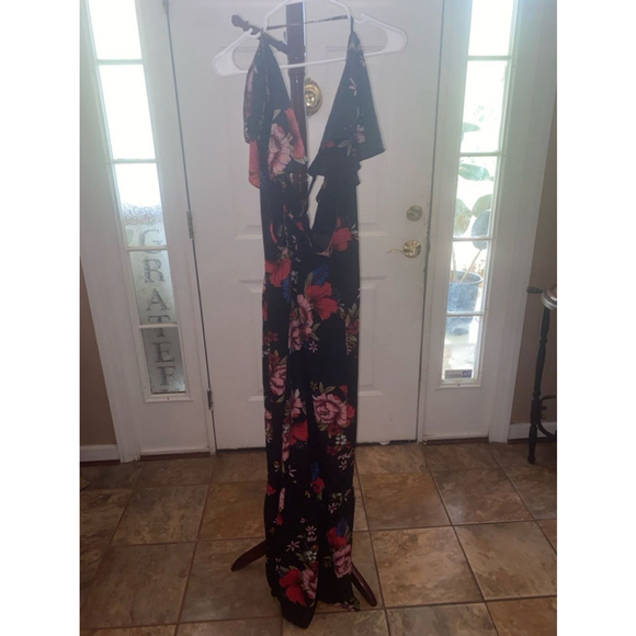 Women's Nasty Gal Floral Maxi Dress Size 12 Black Pink - Picture 8 of 8
